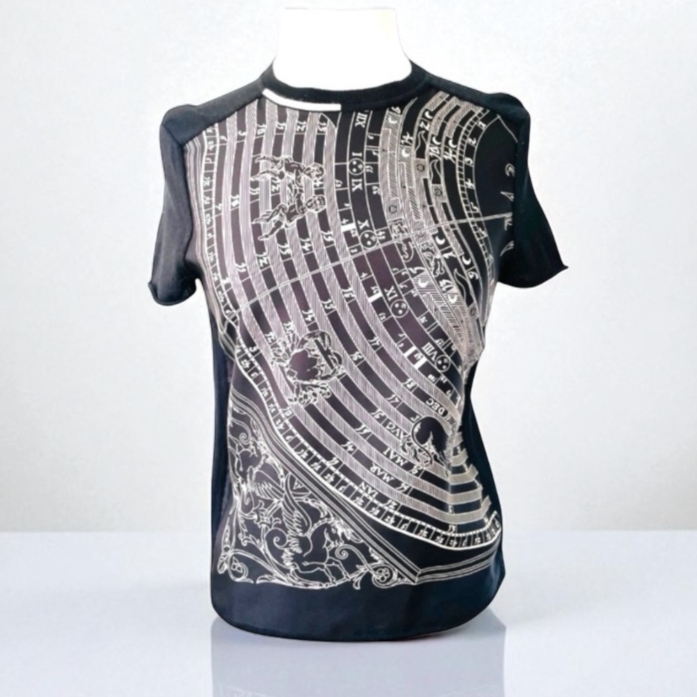 HERMES ASTROLOGIE BANDANA NWOT CASHMERE SILK SWEATER TOP SIZE EU 36